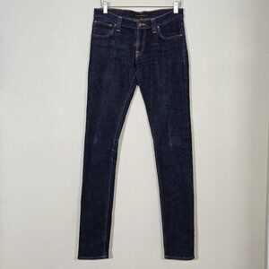 Nudie Jeans Mens 29x34 Blue Dark Straigh Leg Stretch Italy Organic Cotton Preppy